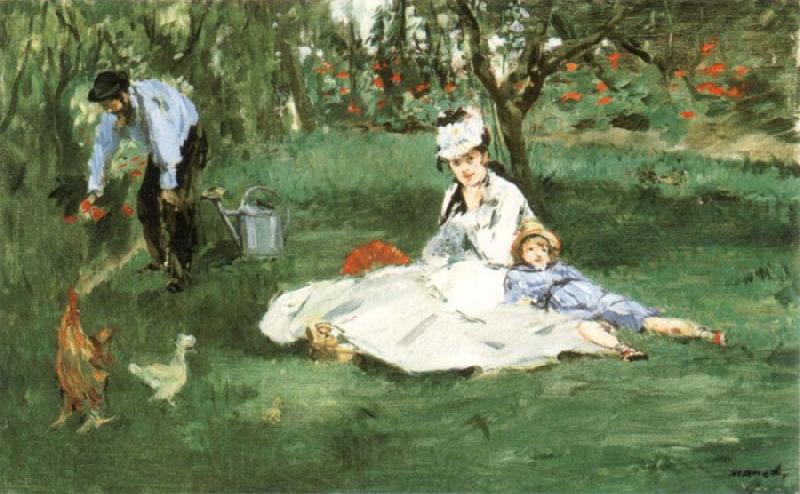 Edouard Manet The Monet Family in the Garden Norge oil painting art